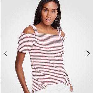 Ann Taylor striped cold-shoulder top
